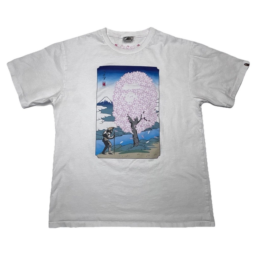 BAPE A Bathing Ape Sakura Cherry Blossom Graphic T Shirt Y2K Streetwear XL